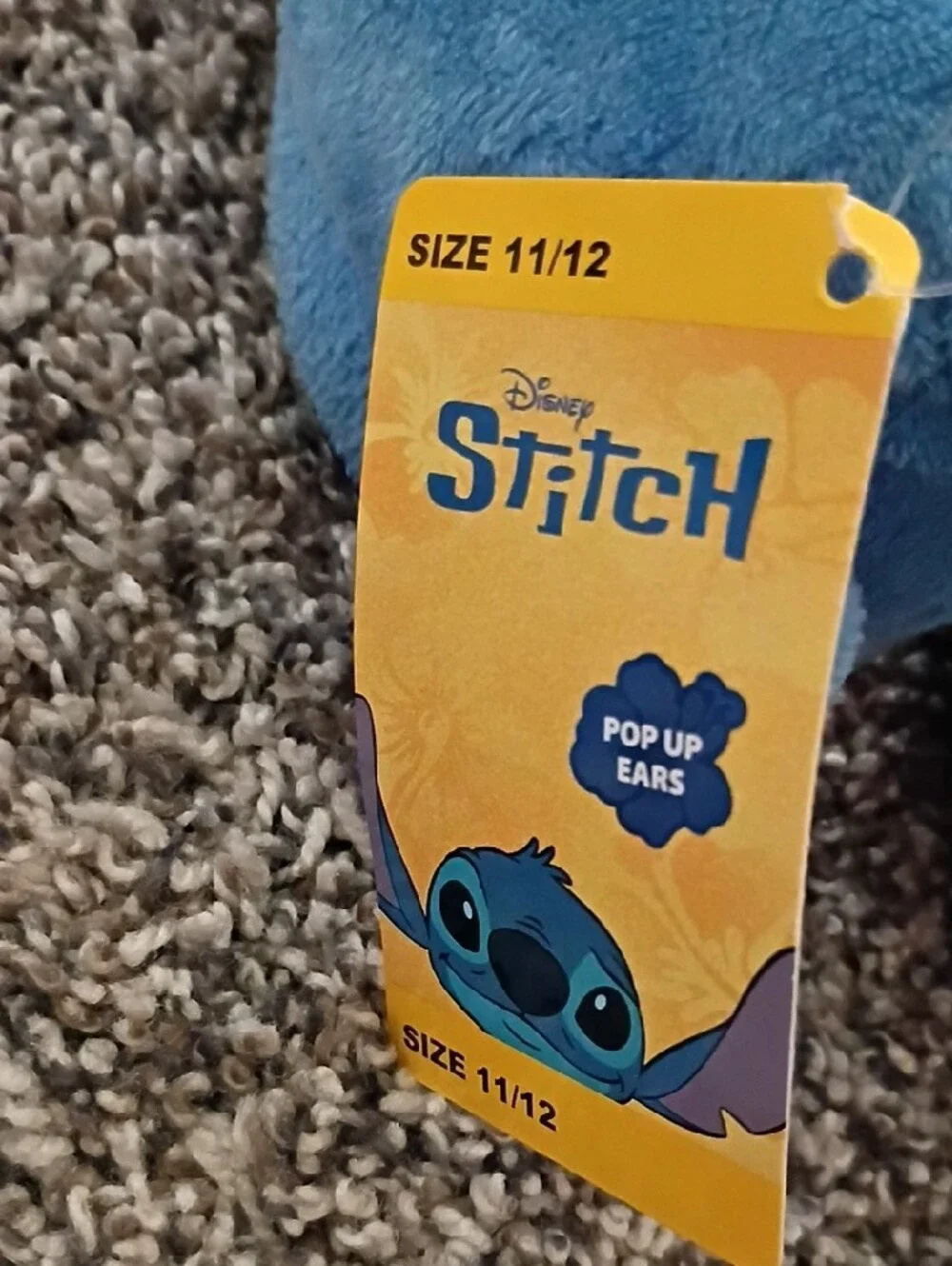 Disney Blue Stitch Plush Kids Slippers